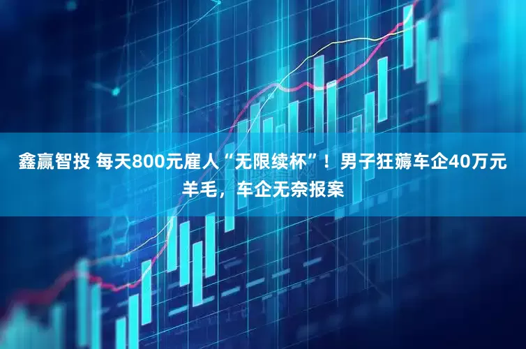 鑫赢智投 每天800元雇人“无限续杯”！男子狂薅车企40万元羊毛，车企无奈报案